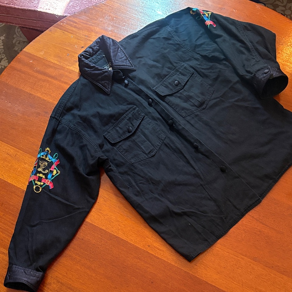 Archival Laurèl by Escada Embroidered Sleeve Utility Shirt Jacket - Vintage 90s